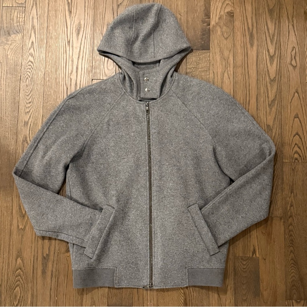 Giorgio Armani Gray Zip-Up Hooded Sweater